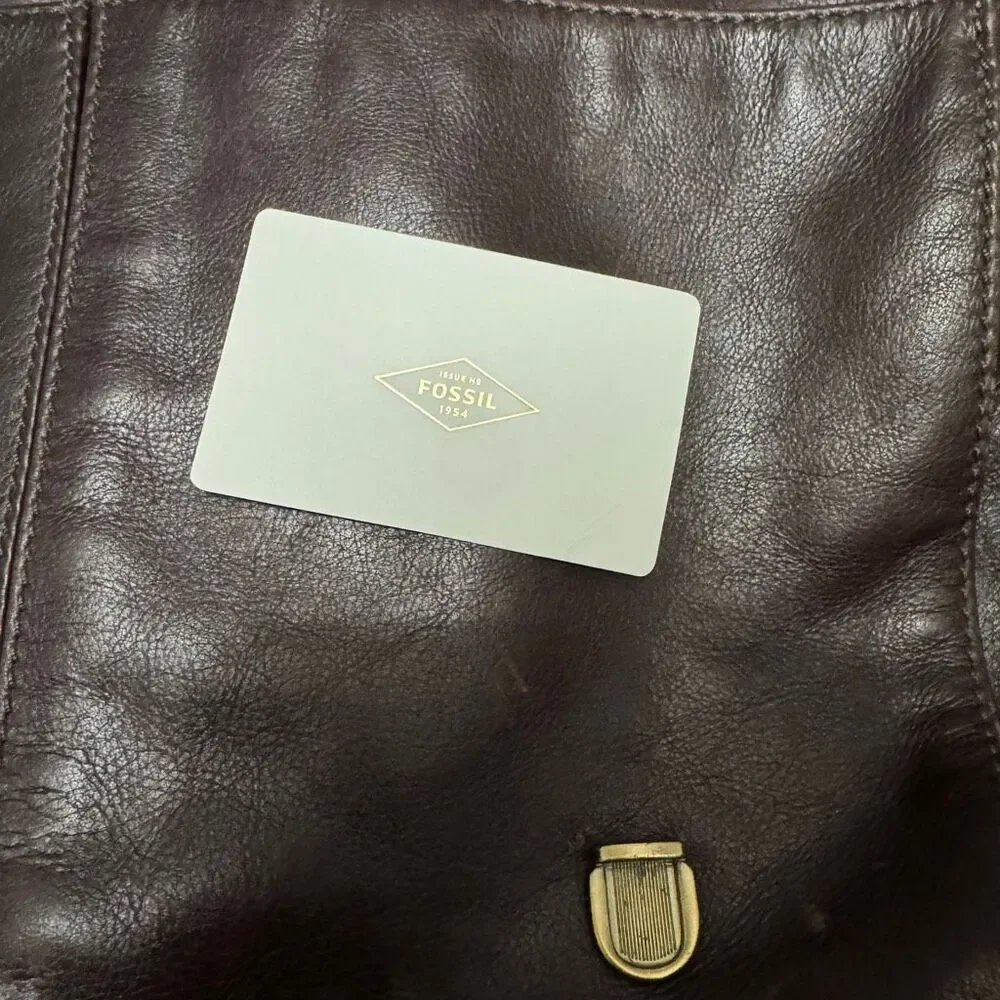 Fossil Defender Slim Messenger Bag Brown Cognac Leather Commuter Crossbody